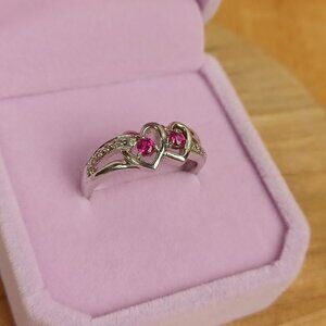 Vintage Silver Hearts Ring, Size 8.75